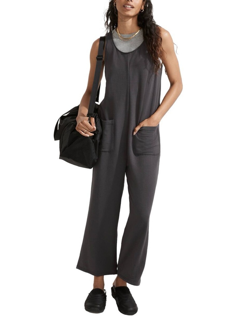 MWL by Madewell Broadway Jumpsuit Charcoal Grey Large - Picture 2 of 12